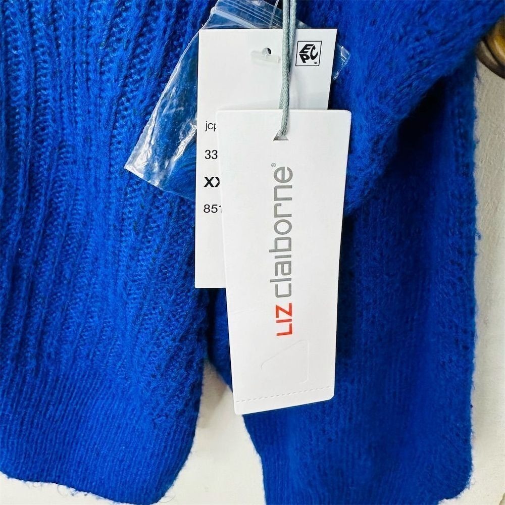 NWT Liz‎ Claiborne Women's 2XL Blue Half-Zip Pullover Sweater Long Sleeve - Picture 5 of 8